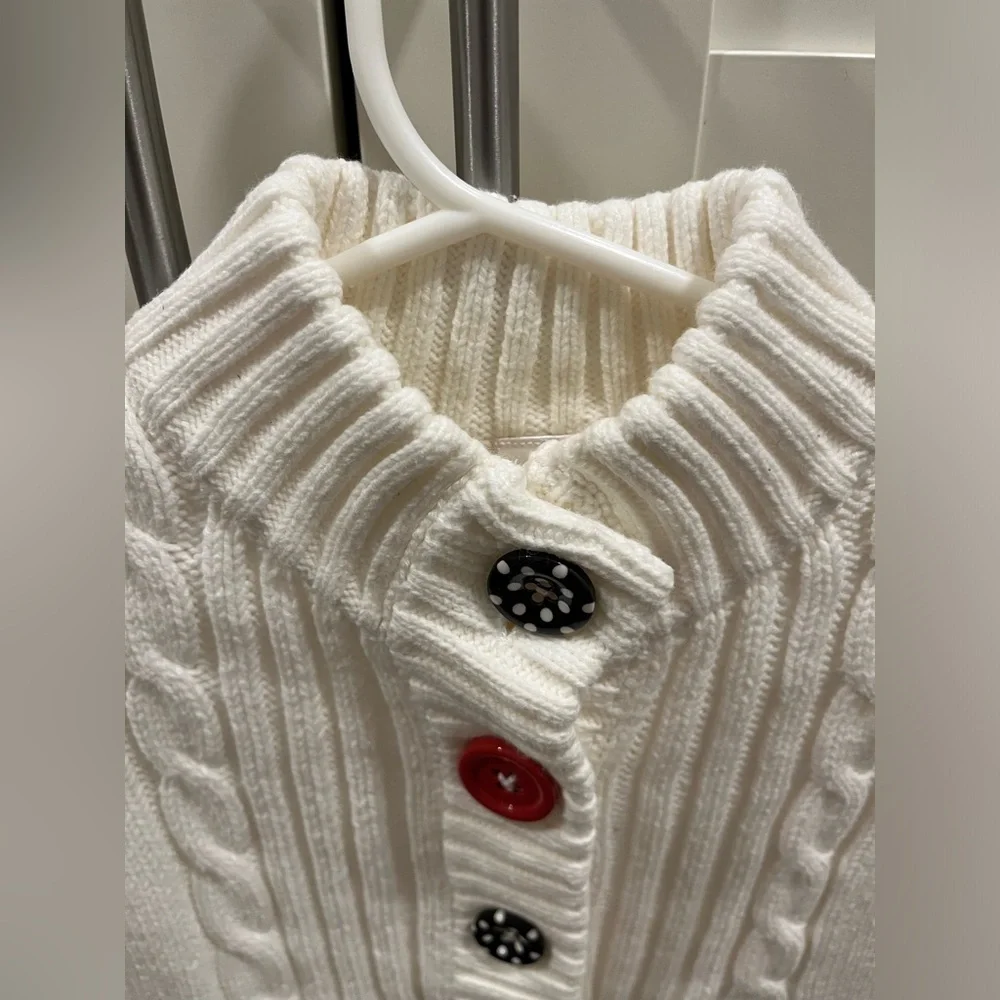 Gymboree size XS (3-4) winter white cardigan with colored buttons